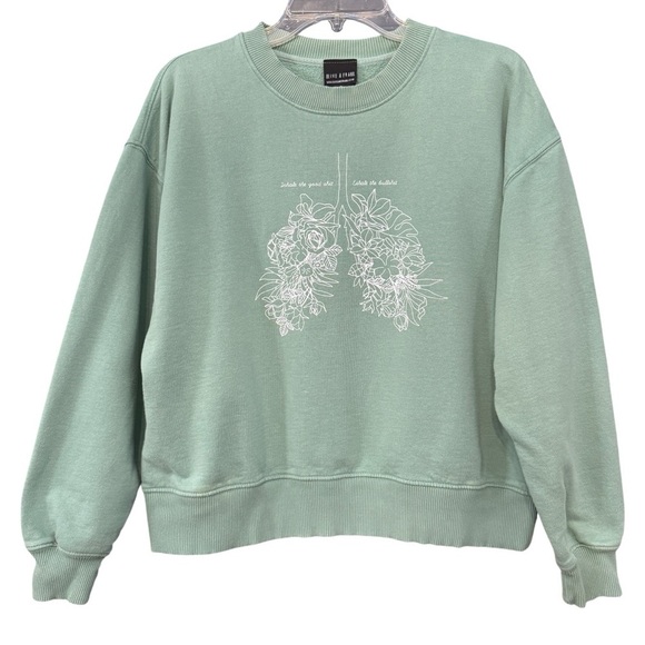 Olive & Frank Floral Lungs Graphic Sweatshirt | Organic Cotton L - Picture 1 of 9